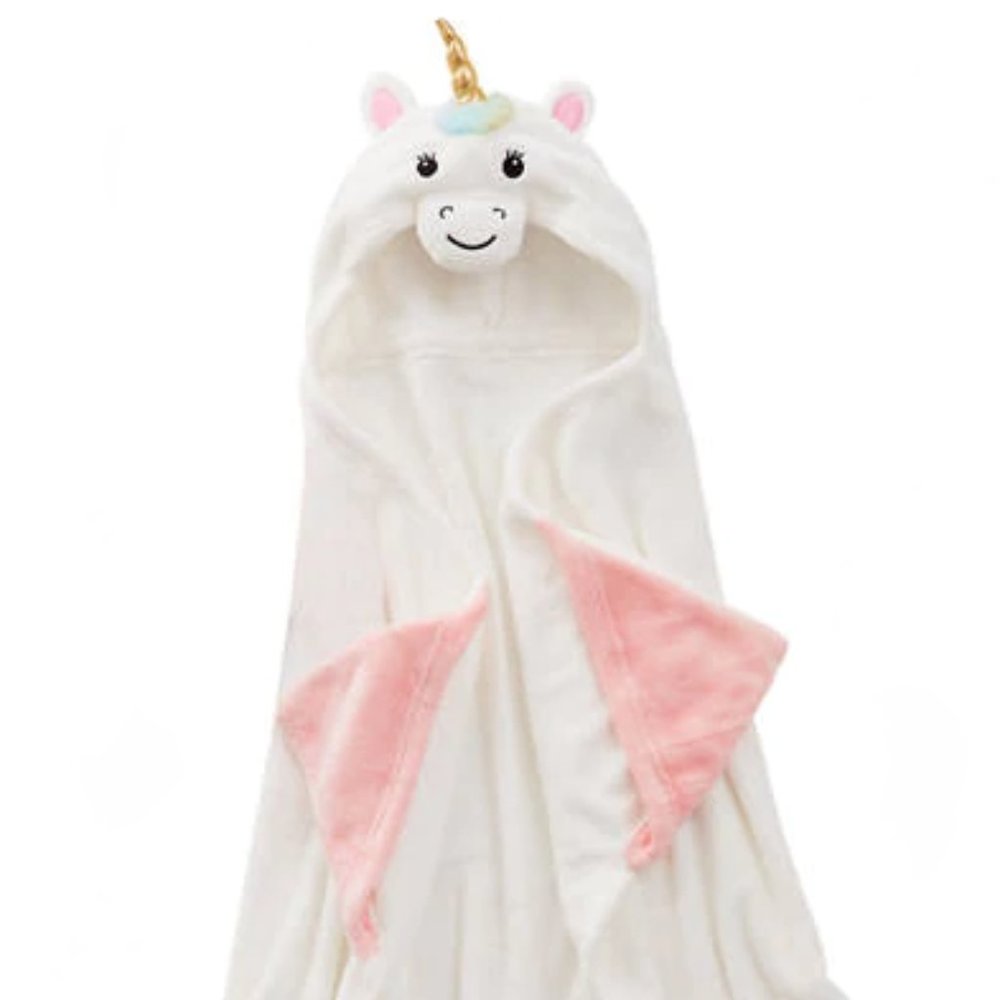 Plush Unicorn Hooded Throw Blanket Kids Dress Up Costume Wrap Soft Pink Rainbow